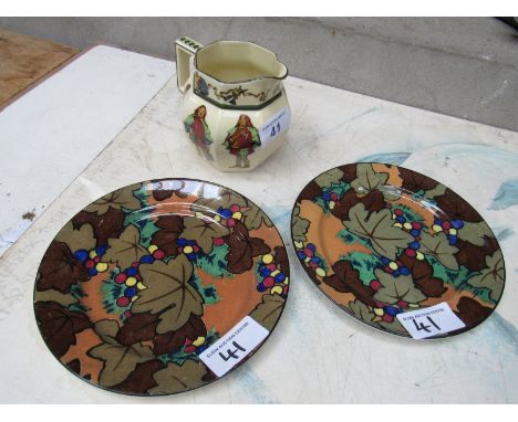  Sale Item:    2 ROYAL DOULTON PLATES & JUG   Vat Status:   No Vat   Buyers Premium:  This lot is subject to a Buyers Premium