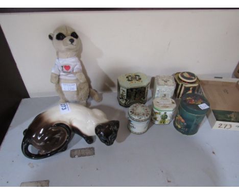  Sale Item:    SIAMESE CAT MEERKAT & 8 TINS   Vat Status:   No Vat   Buyers Premium:  This lot is subject to a Buyers Premium