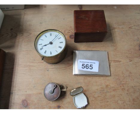  Sale Item:    BOX- CLOCK SILVER CIGARETTE CASE ETC  Vat Status:   No Vat   Buyers Premium:  This lot is subject to a Buyers 