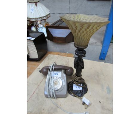  Sale Item:    TABLE LAMP & PHONE   Vat Status:   No Vat   Buyers Premium:  This lot is subject to a Buyers Premium of 15% + 