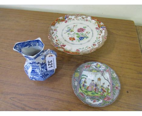 Sale Item:    IRONSTONE CHINA COMPORT PLATE & JUG  Vat Status:   No Vat   Buyers Premium:  This lot is subject to a Buyers P