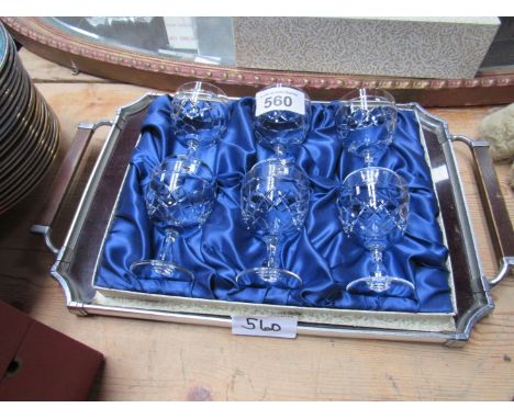  Sale Item:    6 CRYSTAL GLASSES & TRAY   Vat Status:   No Vat   Buyers Premium:  This lot is subject to a Buyers Premium of 