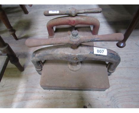  Sale Item:    2 METAL PRESSES   Vat Status:   No Vat   Buyers Premium:  This lot is subject to a Buyers Premium of 15% + Vat