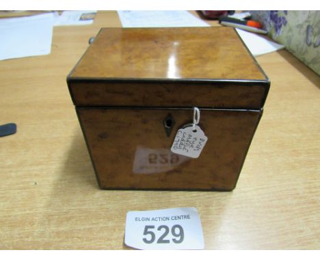  Sale Item:    BIRDS EYE MAPLE TEA CADDY WITH KEY (AF)  Vat Status:   No Vat   Buyers Premium:  This lot is subject to a Buye