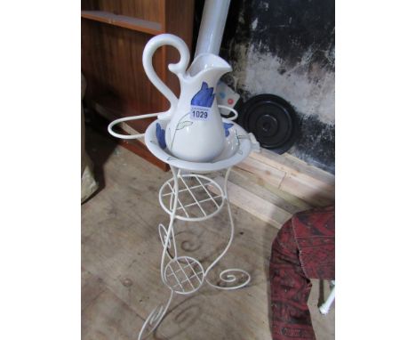  Sale Item:    JUG & BASIN ON STAND   Vat Status:   No Vat   Buyers Premium:  This lot is subject to a Buyers Premium of 15% 