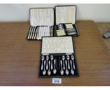  Sale Item:    3 CASED SETS E P CUTLERY   Vat Status:   No Vat   Buyers Premium:  This lot is subject to a Buyers Premium of 