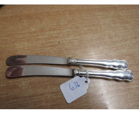  Sale Item:    2 SILVER HANDLE BUTTER KNIVES SHEFFIELD 1910  Vat Status:   No Vat   Buyers Premium:  This lot is subject to a