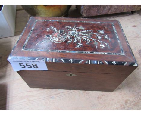  Sale Item:    INLAID MOTHER PEARL TEA CADDY   Vat Status:   No Vat   Buyers Premium:  This lot is subject to a Buyers Premiu