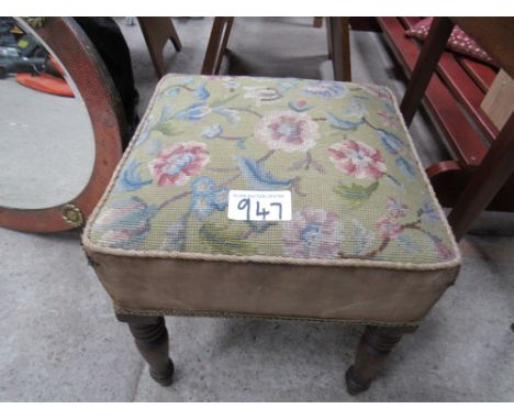  Sale Item:    TAPESTRY STOOL   Vat Status:   No Vat   Buyers Premium:  This lot is subject to a Buyers Premium of 15% + Vat 