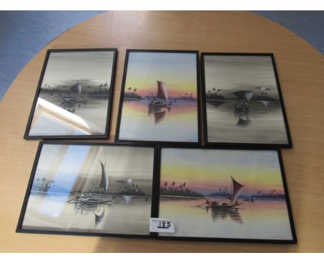  Sale Item:    BOX 5 BOAT PICTURES L M GHOSE (VENDOR STATES ORIGINALS)- (AF)  Vat Status:   No Vat   Buyers Premium:  This lo