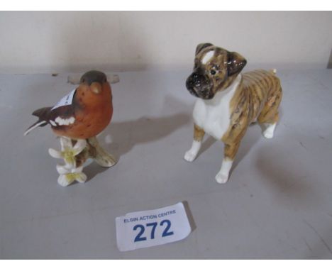  Sale Item:    BESWICK BLUE MOUNTAIN GRETNA BOXER DOG & GEOBEL CHAFFINCH(AF)  Vat Status:   No Vat   Buyers Premium:  This lo