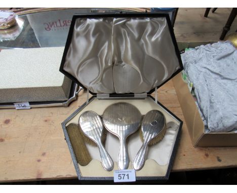  Sale Item:    PART BOXED SILVER DRESSING TABLE SET  Vat Status:   No Vat   Buyers Premium:  This lot is subject to a Buyers 