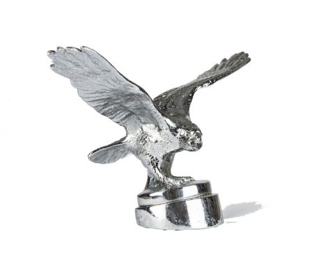 Motoring, a vintage Eagle car mascot, chromed with brass fixing bolt/thread, approx 16cm wing span, 10.5cm high, together wit