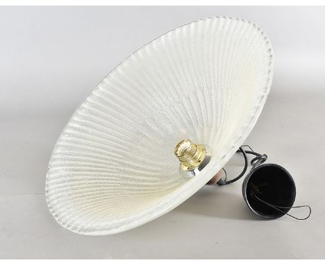 A Murano glass light shade, of textured and frosted design, bearing Murano label to top, 48 cm diameter