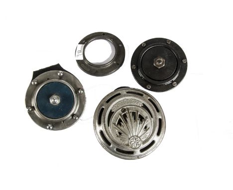 Motoring , a vintage rare Moto-Vox Sun burst horn together with a Lucas Altette and a Clear Hooters example (3)