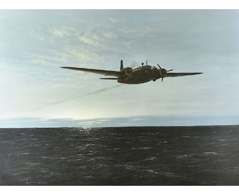 Gerald Coulson, Limited Edition signed print, 'Overdue' WWII bomber, 56 cm x 69 cm 
