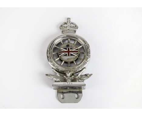 Motoring, a large vintage RAC badge (1907?) with Kings head and enamel Union flag No B 1793 ( chrome good but some dents) 17c