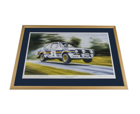 Motor Racing, a Ari Vatanen Limited Edition print, 1980 Manx International Trophy Rally, Ford Escort RS, 598/1000, 38cm x 61c