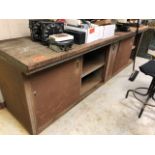 2 Wood Top Work Tables with Metal Cabinets 36"X 60"