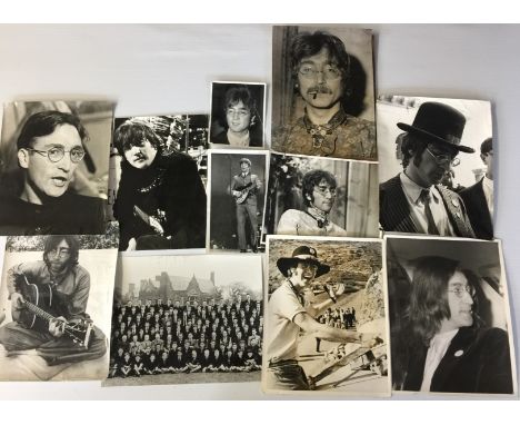 JOHN LENNON PHOTOGRAPHS - collection of 9 original press photographic prints of John from the 60's and 70's plus a print of J