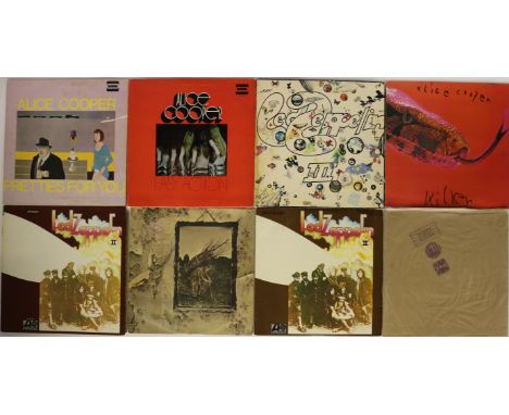 ALICE COOPER/LED ZEPPELIN - Quality selection of 8 x early pressing LPs. Alice Cooper titles (x3) are Easy Action (1st UK pre