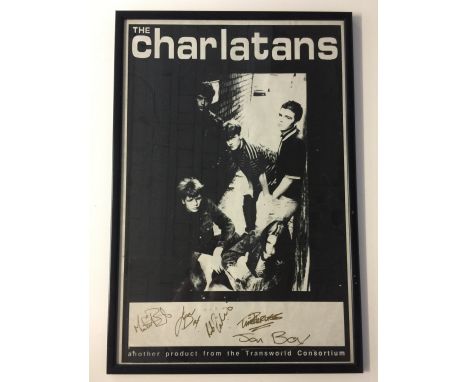 CHARLATANS - most likely one of their first ever promotional posters that has been signed by all of the original band members