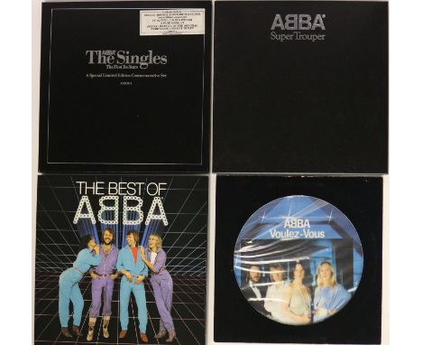 ABBA - Cracking collection of 8 x LPs/box sets and a shaped 7". Titles include Thank You For The Music (WA 3894 shaped 7"- Ex