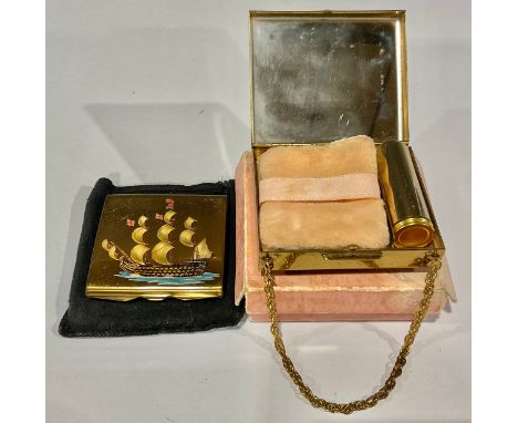 A ladies vanity case; a Galleon compact 