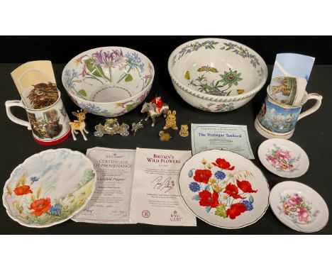 A Portmeirion Botanic Garden pattern mixing bowl; a Portmeirion fruit bowl; a Royal Albert collector's plate; a Beswick comic
