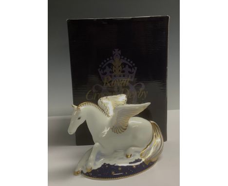 A Royal Crown Derby paperweight, Pegasus, the first of a pair of Mythical Beasts exclusive to Goviers of Sidmouth, designed b