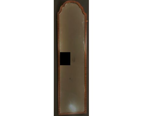 A George III mahogany sarcophagus shaped tea caddy, mother-of-pearl escutcheon, pair of interior covers, three bun feet, 20cm