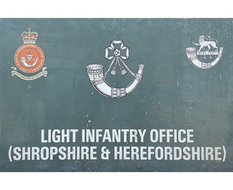 A Kings Shropshire Light Infantry Office sign, 90cm x 135cm 