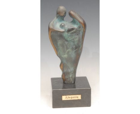 P **dillo (Abstract School), a verdigris patinated bronze, Alegorian, signed and numbered 133/200, marble base, 20.5cm high o