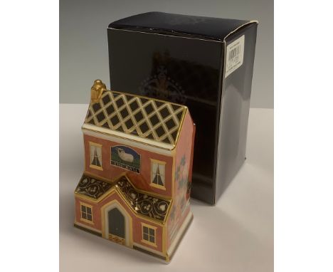 A Royal Crown Derby miniature model, The Ram Public House , 9cm high, red printed marks, first quality, boxed 