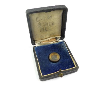 SOE  (special operations executive) escape button compass in original box, the inner lid marked T Whitworth, D-Day June 1944 