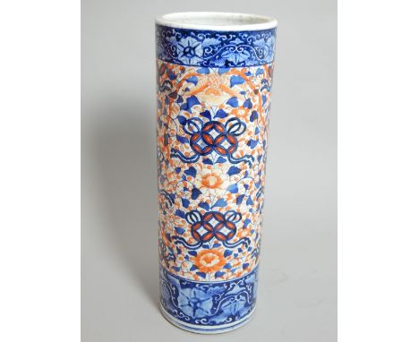 A good 19th C Imari ceramic cylindrical stick stand, 62x 22cm dia. 