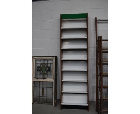 A vintage laminate and metal shelf, width approx. 62cm H215cm