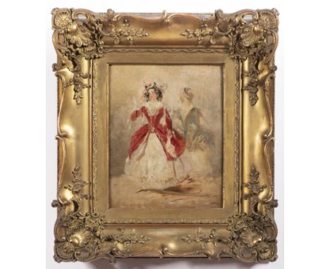 JOSEF NAVRÁTIL 1798 - 1865: TWO ACTRESSES Ca. 1850 Oil on cardboard 34 x 27 cm Josef Matěj Navrátil was one of the excellent 