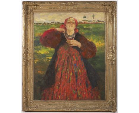 FILIP ANDREJEVIČ MALJAVIN 1869 - 1940: A RUSSIAN GIRL Ca. 1910 Oil on canvas 81 x 65 cm Signed: Lower left "F. Maliavine" Fil