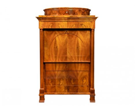 BIEDERMEIER CABINET Kolem 1830 Central Europe walnut, maple, blackened pear wood, brass 177 x 109 x 59 cm Timeless design of 