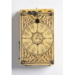 LEONHART MILLER: TABLET SUNDIAL 1652 Nuremberg Ivory, brass 9,5 x 6 cm Signed: Inside on the