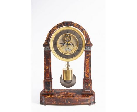 REGULATOR TABLE CLOCK Kolem 1840 Austria Wien tortoiseshell, silver, gilded guilloche brass, glass, mahogany 41 x 28 x 12,5 c