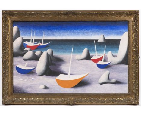 JAN ZRZAVÝ 1890 - 1977: QUEEN OF THE SEAS 1948 - 1950 Tempera on plywood 69 x 109 cm Signed: Lower left "Jan Zrzavý 48", on r
