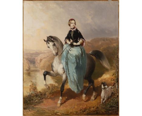 KARL PAVLOVIČ BRIULLOV 1799 - 1852: HORSEWOMAN WITH A DOG Ca. 1850 Oil on canvas 61 x 51 cm Signed: Lower left "C.Brulloff" K