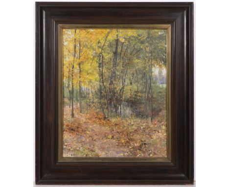 FRANTIŠEK SLABÝ 1863 - 1919: AN AUTUMN ALLEY Ca. 1910 Oil on canvas 55 x 45 cm Signed: Lower left "Fr. Slabý" Precise and at 