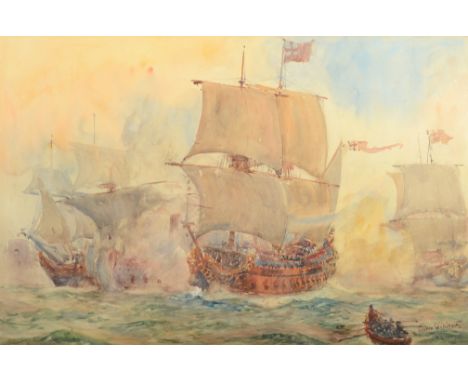 Norman WILKINSON A sea battleWatercolourSigned34.5 x 52cm