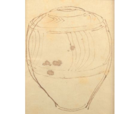 Bernard Howell LEACHStudy of a pot Ink drawing 9 x 6.5cmProvenance with Janet Leach 
