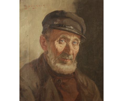 W. BOMBACH ?Portrait of a fisherman Oil on canvasSigned33 x 28cm