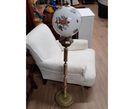 EARLY 1980S CORNER LIGHT WITH GLASS GLOBE SHADE