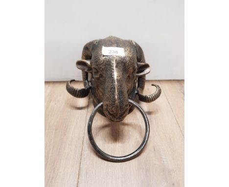 CAST METAL RAMS HEAD DOOR KNOCKER